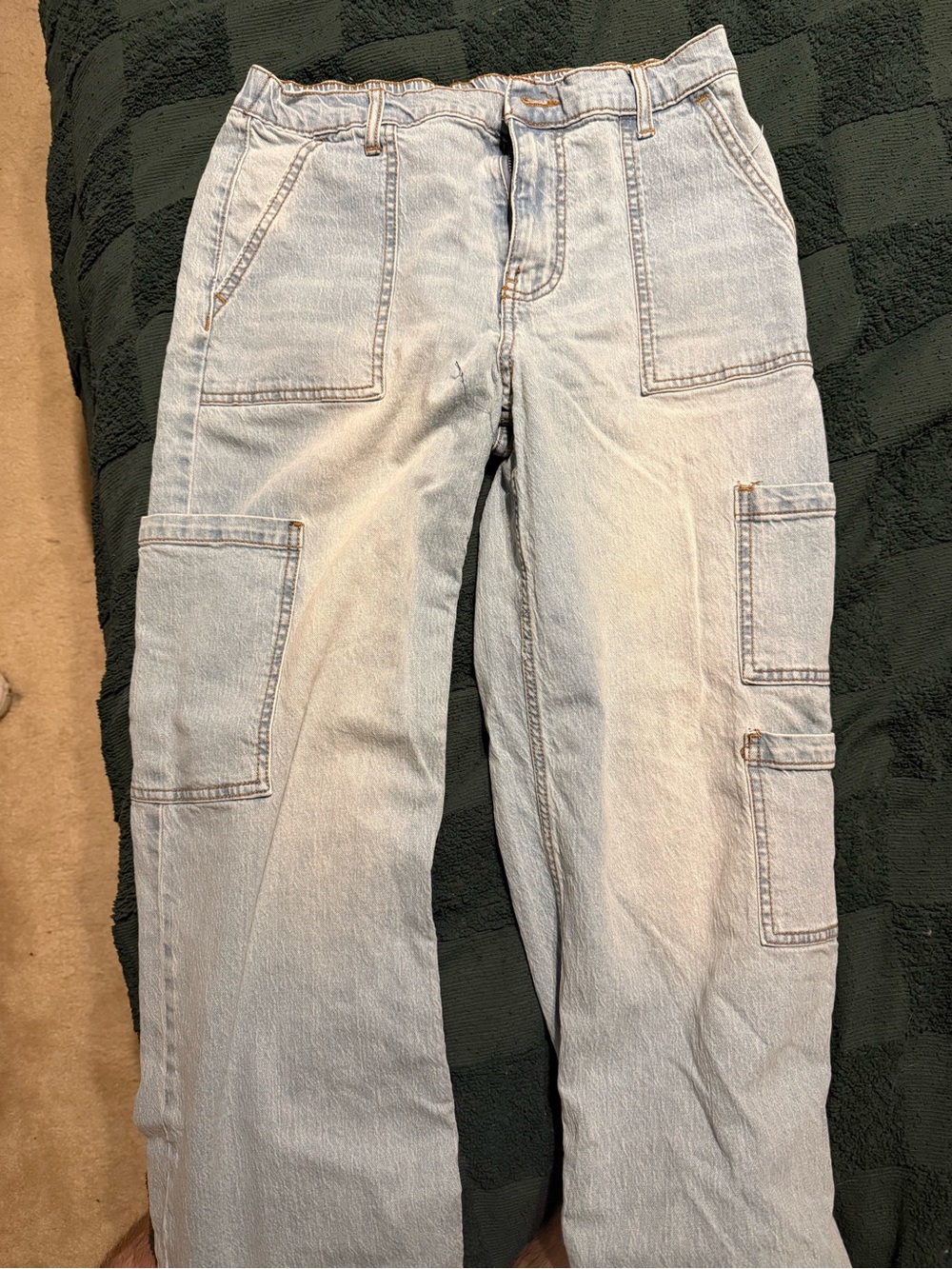 No Boundaries Light Wash Cargo Jeans — Pale Blue Carpenter Style